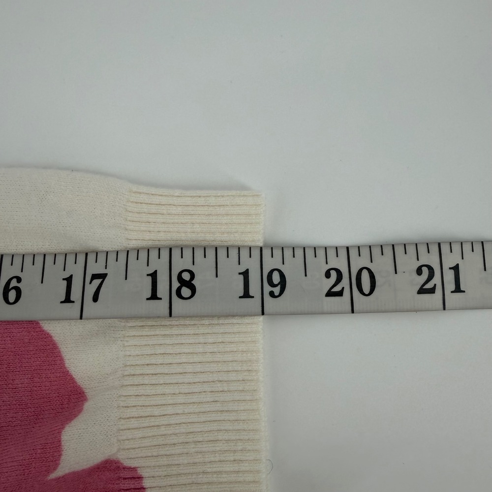 Torrid Sweater Womens 2 2X White Pink Floral V-Neck Pullover Cotton Blend New - Picture 7 of 8